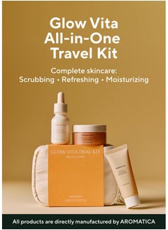 AROMATICA AROMATICA Glow Vita Trial Kit - Travel Size Skin Care Set [Vitamin C Serum 0.5 fl.oz, Facial Scrub 0.5 fl.oz, Goodnight Cream with Retinol 1oz] - Travel Kit for Women | Gift Set for Glass Skin  - Image 2