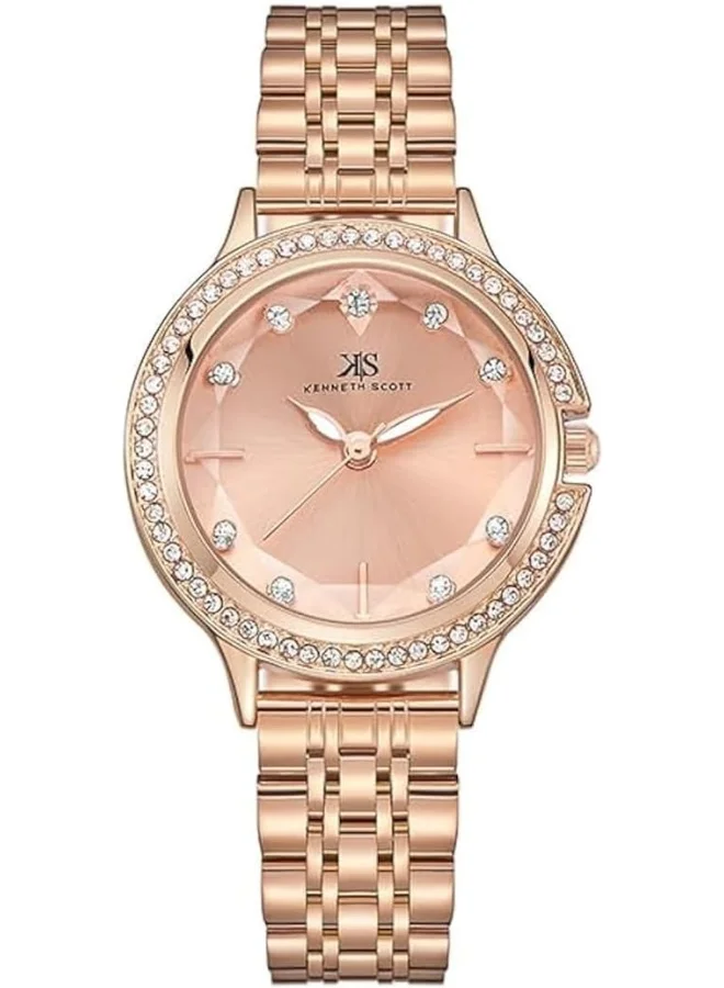 KENNETH SCOTT Kenneth Scott Women PE21 Movement Watch, Analog Display and Stainless Steel Strap - K23521-RBKK, Rose Gold