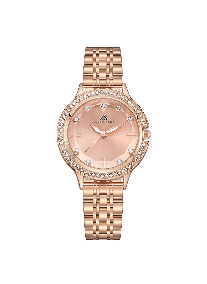 كينيث سكوت Kenneth Scott Women's Rose Gold Dial Analog Watch - K23521-RBKK