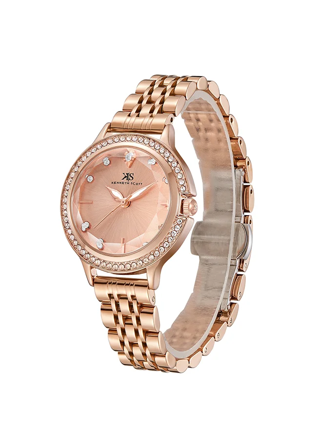 كينيث سكوت Kenneth Scott Women's Rose Gold Dial Analog Watch - K23521-RBKK