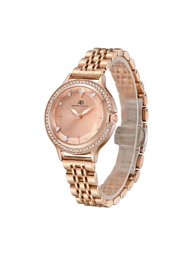 KENNETH SCOTT Kenneth Scott Women PE21 Movement Watch, Analog Display and Stainless Steel Strap - K23521-RBKK, Rose Gold