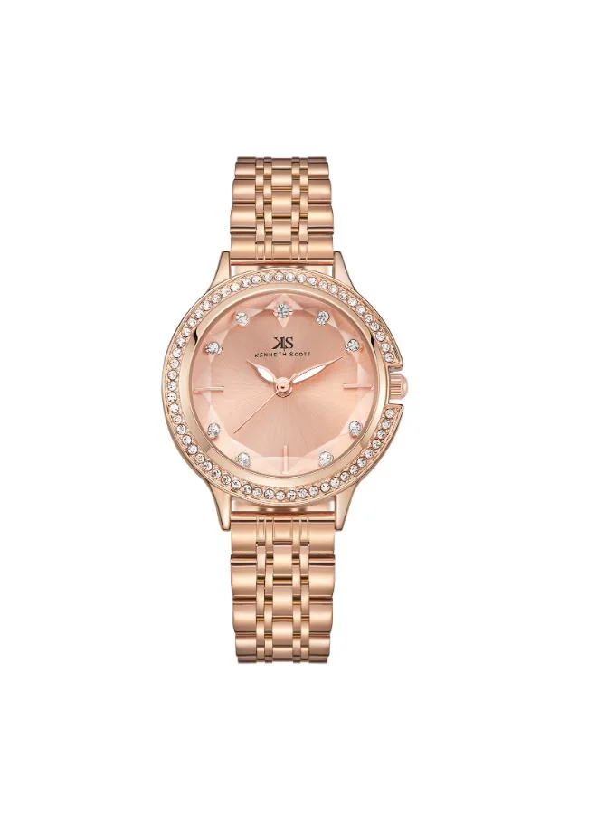KENNETH SCOTT Kenneth Scott Women PE21 Movement Watch, Analog Display and Stainless Steel Strap - K23521-RBKK, Rose Gold