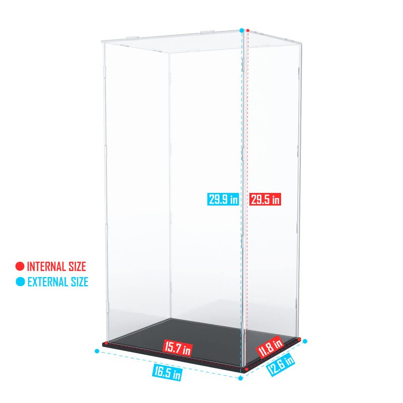 Choowin 29 inch Tall Acrylic Display Case for Lego Space Launch System 10341 Thickened Clear Acrylic Display Cases for Collectibles Figures Doll Bearbrick 1000 Assemble Dustproof Display BoxBlack - Image 3