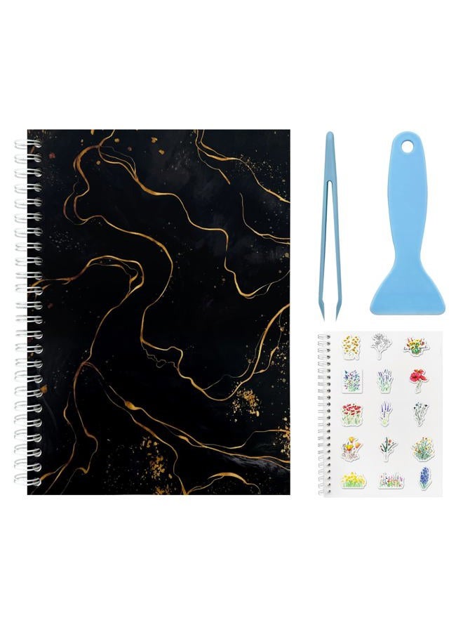 DHATMYC Reusable Sticker Book Collecting Album A5 Size 60 Sheets Sticker Collection Storage Book for Adults Release Paper Sticker Saver Organizer Book with Tools (Black) - Image 1