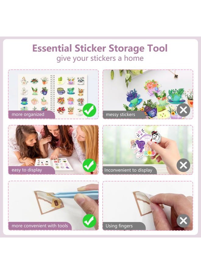 DHATMYC Reusable Sticker Book Collecting Album A5 Size 60 Sheets Sticker Collection Storage Book for Adults Release Paper Sticker Saver Organizer Book with Tools (Black) - Image 3