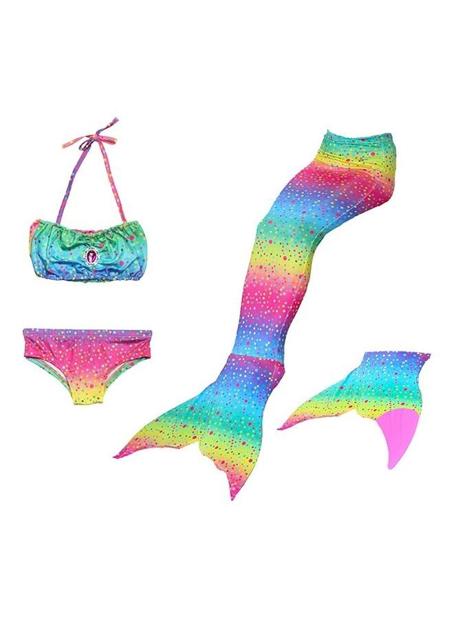 NIBEMINENT 4-Piece Mermaid Themed Swimming Costume Set 140cm - Image 1