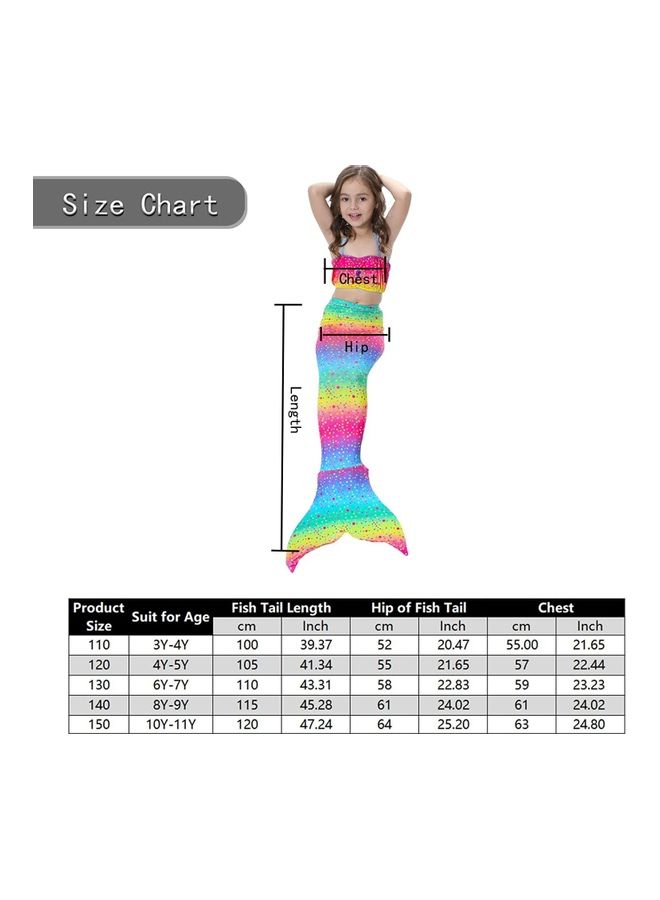 NIBEMINENT 4-Piece Mermaid Themed Swimming Costume Set 140cm - Image 4