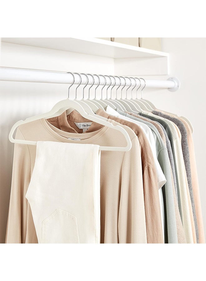 رولستيمي 100 حزمة عدم الانزلاق المخملية الشماعات الثقيلة توافدوا معطف دعوى الشماعات الفضاء إنقاذ الملابس رفوف مع 360° قطب هوك ، العاج - Image 2