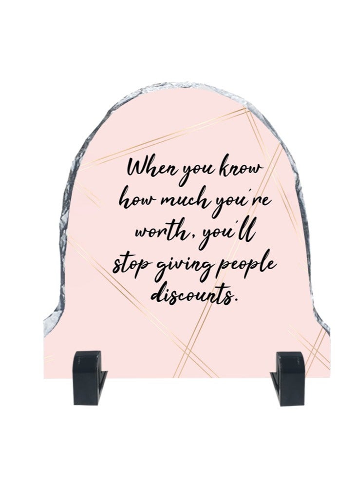 Service Zone Protective Printed White Rock Shape Marble Photo Frame for Table Top When You Know How Much You Are Worth You Will Stop Giving People Discounts  - Image 1