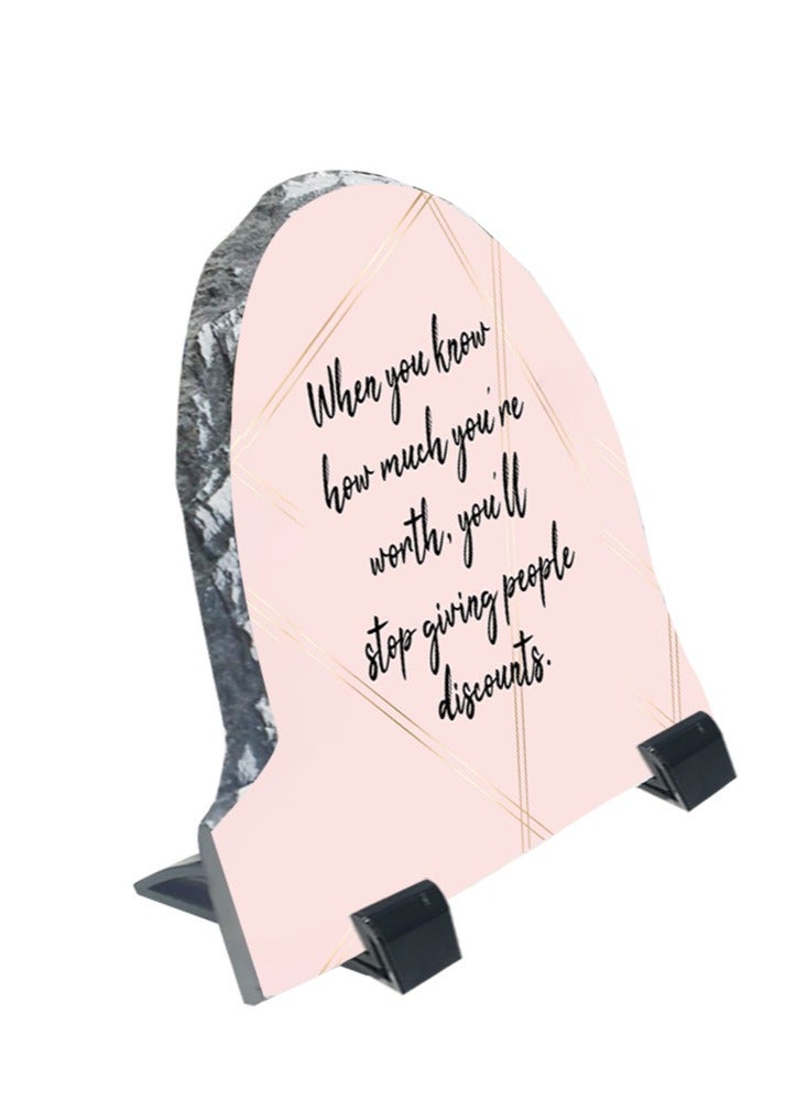 Service Zone Protective Printed White Rock Shape Marble Photo Frame for Table Top When You Know How Much You Are Worth You Will Stop Giving People Discounts  - Image 2