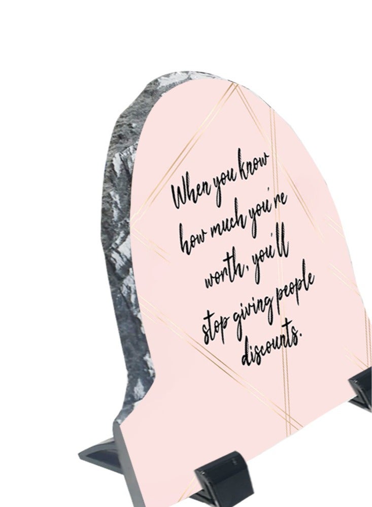 Service Zone Protective Printed White Rock Shape Marble Photo Frame for Table Top When You Know How Much You Are Worth You Will Stop Giving People Discounts  - Image 3