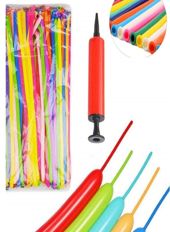 R.S Long Twisting Balloon Multicolour (50 Piece + 1 Free Pump) - Rubber - Image 1