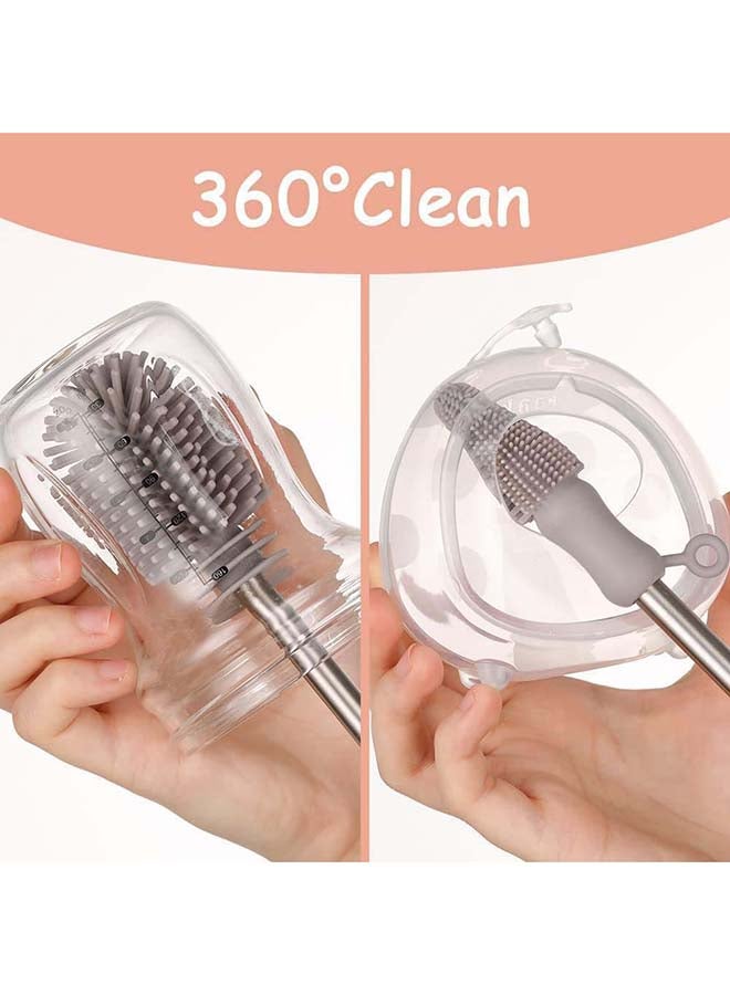 haakaa Double-Ended Silicone Bottle Brush - Suva Grey - Image 4