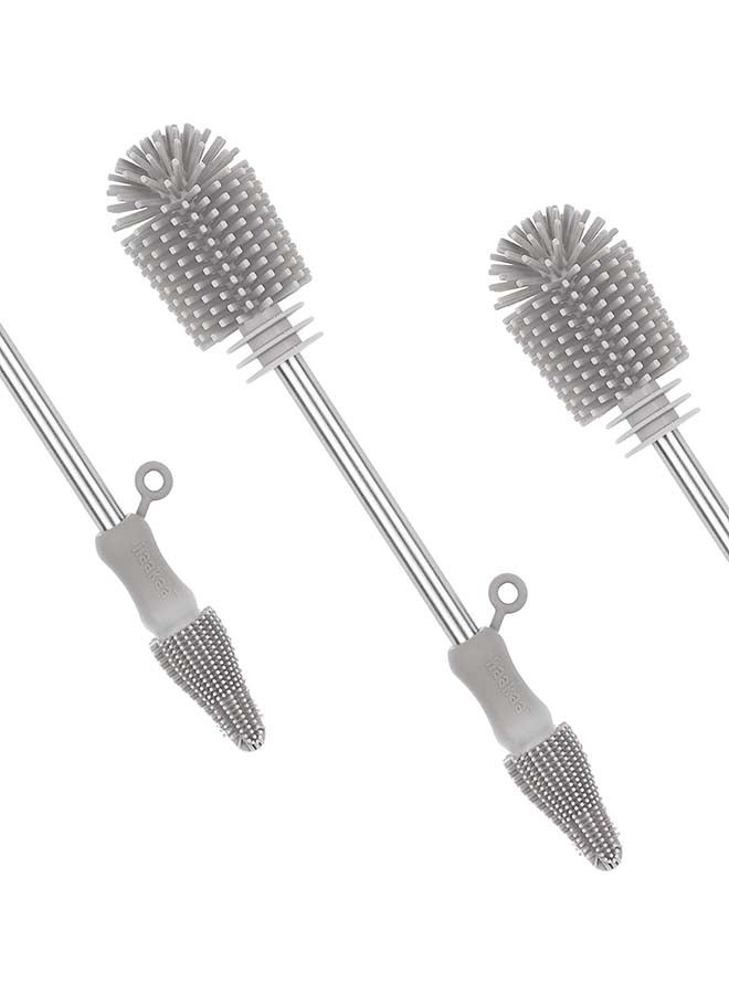 haakaa Double-Ended Silicone Bottle Brush - Suva Grey - Image 1