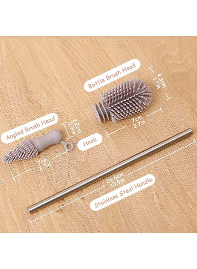 haakaa Double-Ended Silicone Bottle Brush - Suva Grey - Image 2