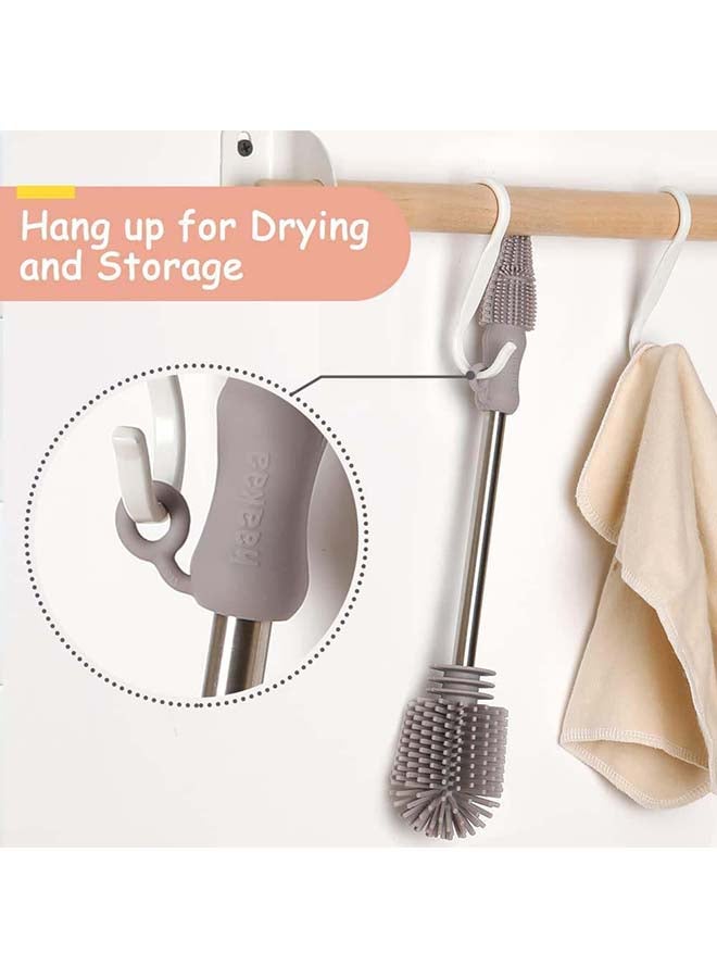 haakaa Double-Ended Silicone Bottle Brush - Suva Grey - Image 3