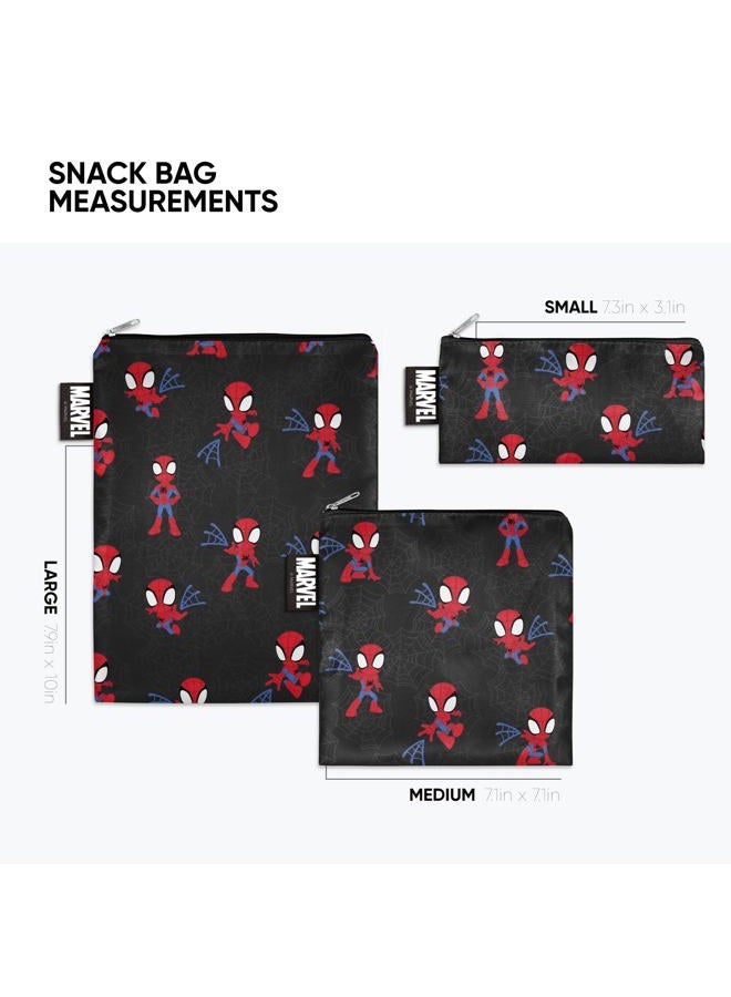 Simple Modern Marvel Spider-man Reusable Snack Bags for Kids | Food Safe, BPA Free, Phthalate Free, Polyester Zip Pouches | Washable & Refillable Sandwich Bag | Ellie Collection | 3 pack | Spidey Kid - Image 2