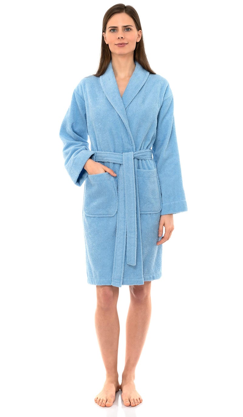 TowelSelections Women’s Robe, 100% Cotton Short Terry Shawl Bathrobe XX-Large Angel Falls - Image 1