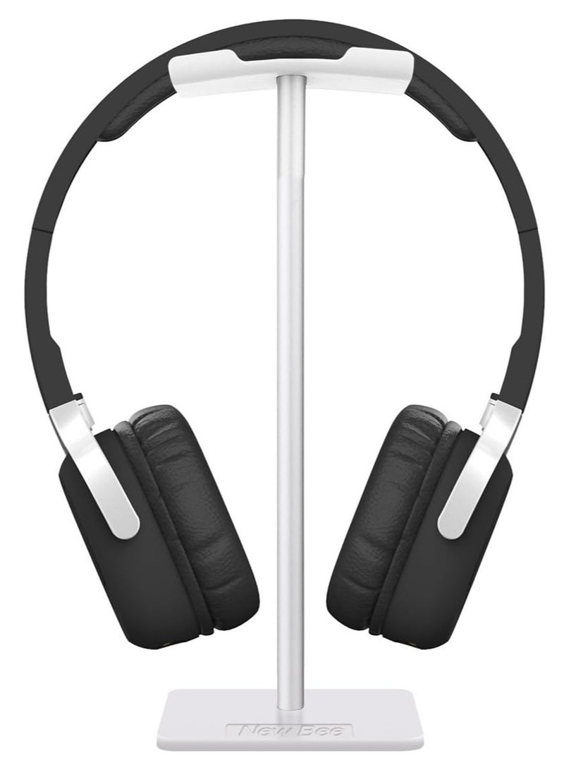 New Bee Headphone Stand Headset Holder Earphone Stand With Aluminum Supporting Bar Flexible Headrest Abs Solid Base For All Headphones Size White - Image 1
