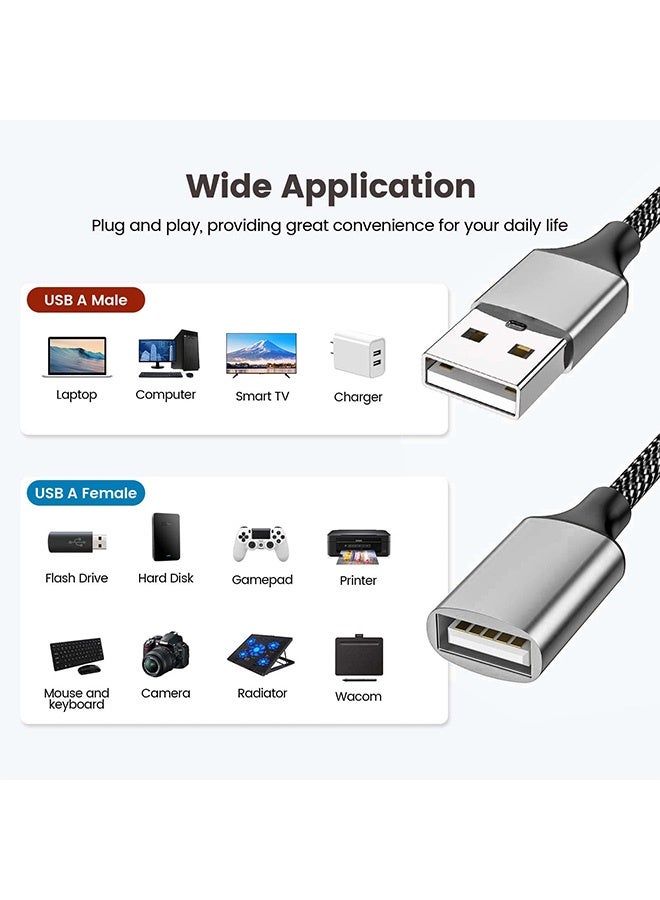 Gecomo USB 2.0 Splitter, A 1 Male to 4 Female USB Extension Cable, USBA Splitter Support Charging and Data Transfer for Printer/Keyboard/Laptop Etc - Image 3