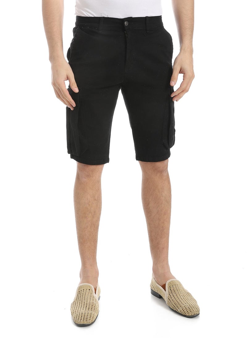 Andora Plain Gabardine Cargo Shorts _ Black - Image 1