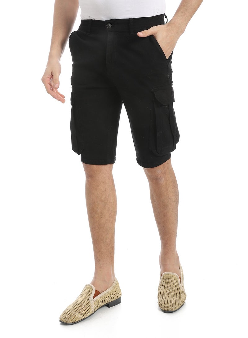 Andora Plain Gabardine Cargo Shorts _ Black - Image 2