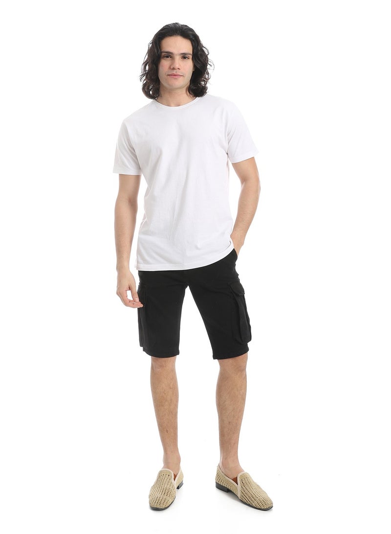 Andora Plain Gabardine Cargo Shorts _ Black - Image 5