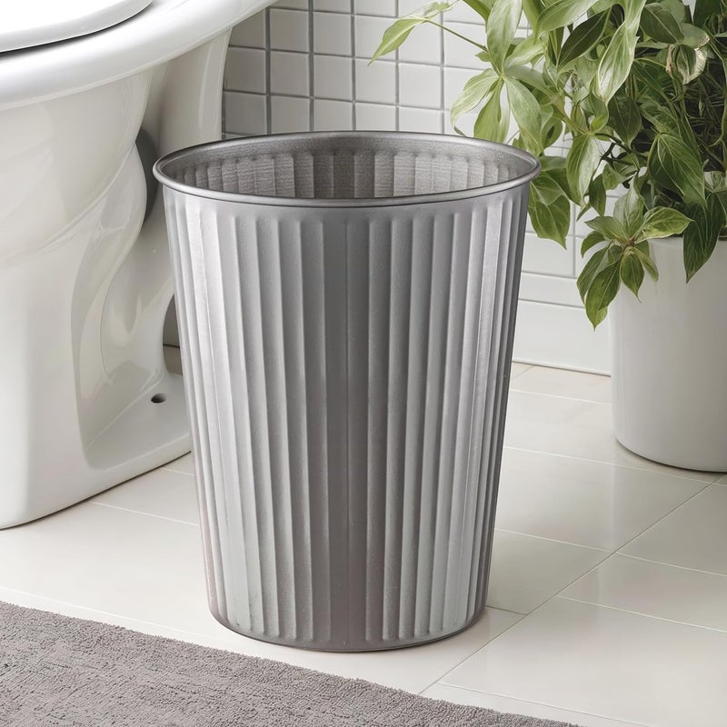 Monarch Abode Metal Bathroom Trash Can – Waste Basket for Bedroom, Office Desk, & Dorm, Handcrafted Ridge Embossed, Durable Decorative Pewter Small Trash Can Bathroom Garbage Bin Wastebasket - Image 4