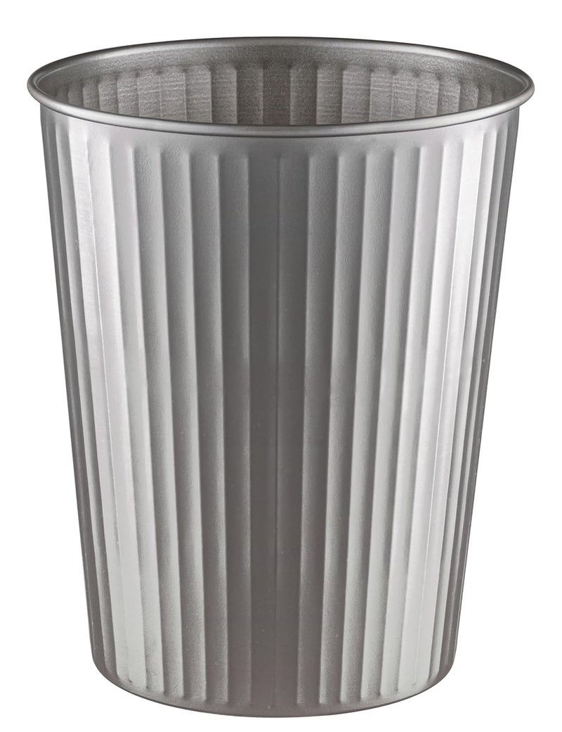 Monarch Abode Metal Bathroom Trash Can – Waste Basket for Bedroom, Office Desk, & Dorm, Handcrafted Ridge Embossed, Durable Decorative Pewter Small Trash Can Bathroom Garbage Bin Wastebasket - Image 1