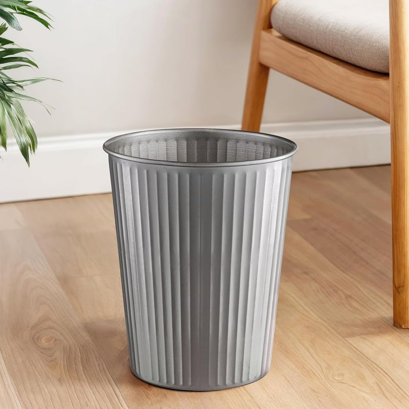 Monarch Abode Metal Bathroom Trash Can – Waste Basket for Bedroom, Office Desk, & Dorm, Handcrafted Ridge Embossed, Durable Decorative Pewter Small Trash Can Bathroom Garbage Bin Wastebasket - Image 5