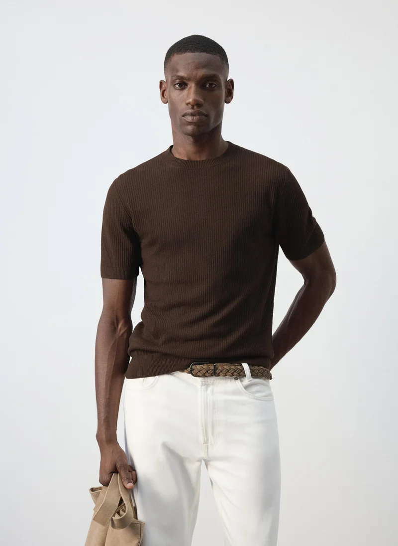 Ribbed Knit T-Shirt