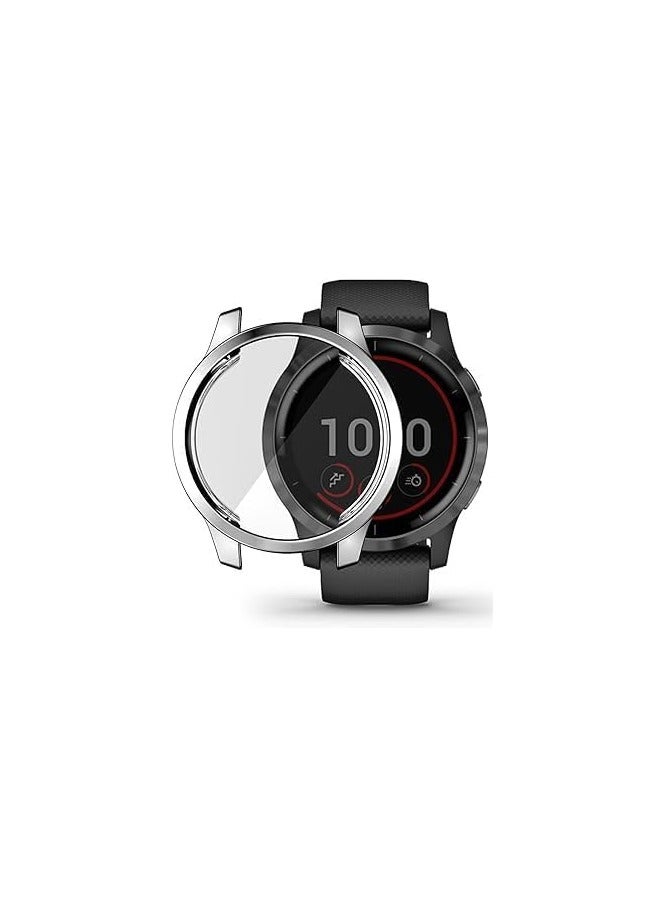 غطاء حماية شفاف من مادة لينة من جارمين فيفو اكتف 4اس ، غطاء حماية للساعة الذكية لهاتف  جارمين فيفو اكتف 4اس ، ناعم ومتين (فضي) - Image 2