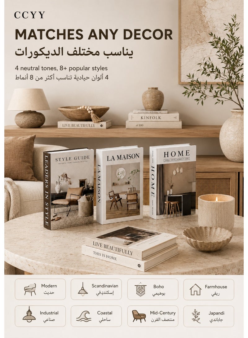 CCYY 3 Pack Decorative Faux Books Set for Home Aesthetic - Fake Hollow Books Decor for Bookshelf Coffee Table, Living Room, Bedroom - Image 3