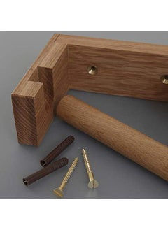 ODEJIA ODEJIA Wooden Toilet Paper Holder in Bathroom Toilet Paper roll Holder 1 Toilet Paper roll Hanger Wooden Brown Wall Toilet Roll Holder Rustic Solid Wood Tissue Holder  - Image 3