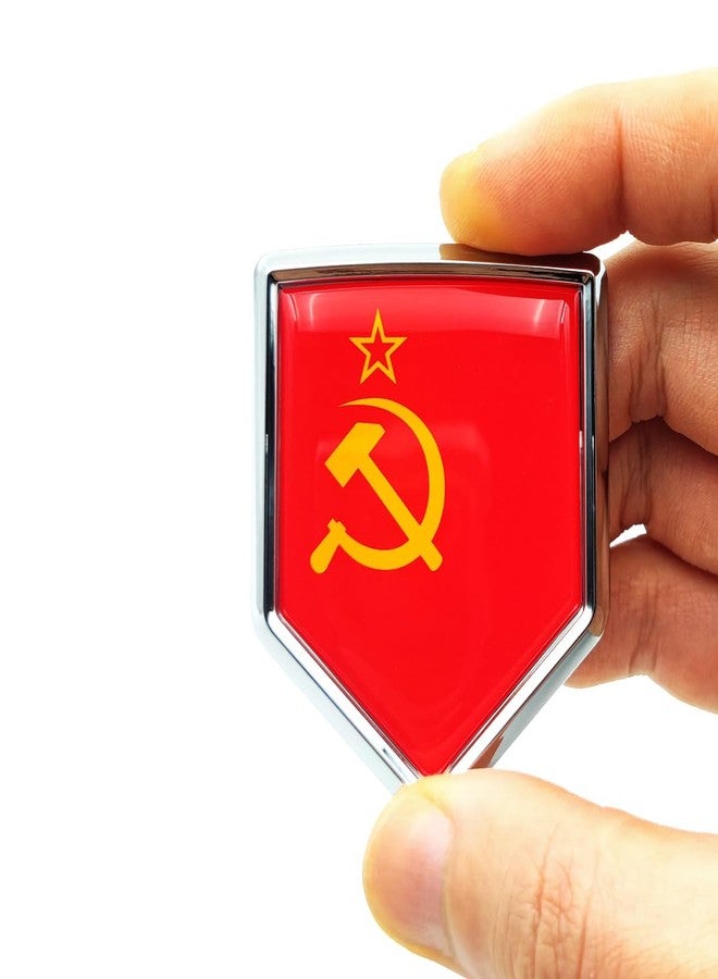 Overdecor Soviet Union Flag Decal Stickers Car Emblem Union of Soviet USSR Car Accessories Decorations Chrome Shield Flag Sticker Decals for Cars Truck Vehicles, 2 Pack - Image 2