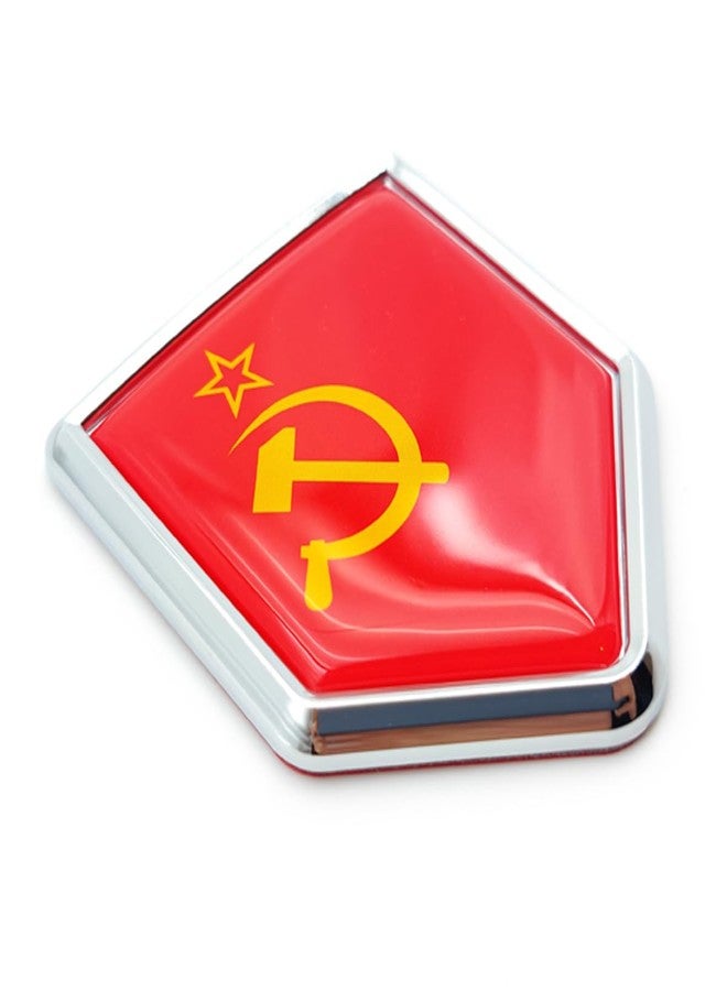Overdecor Soviet Union Flag Decal Stickers Car Emblem Union of Soviet USSR Car Accessories Decorations Chrome Shield Flag Sticker Decals for Cars Truck Vehicles, 2 Pack - Image 1