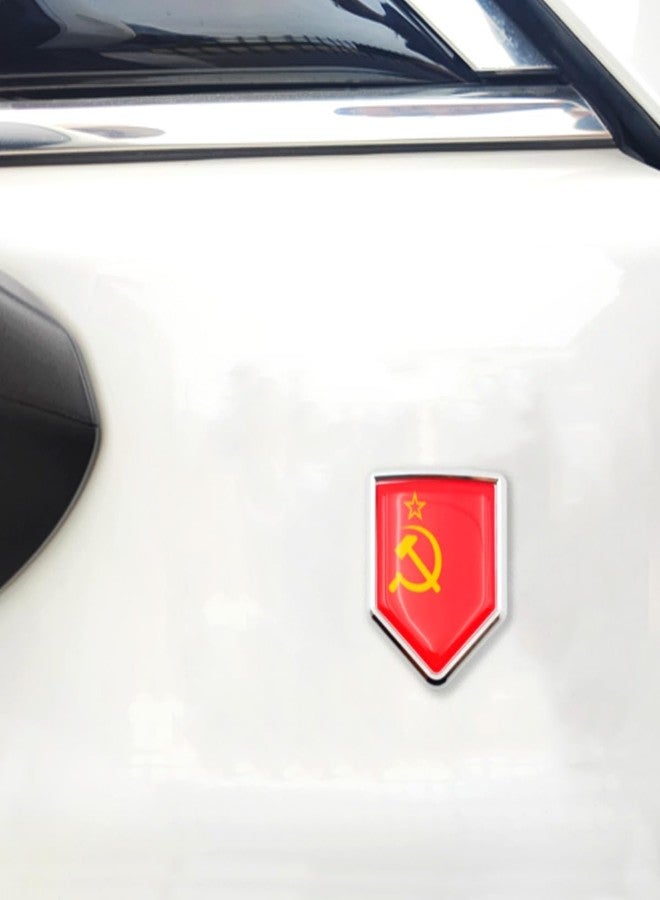 Overdecor Soviet Union Flag Decal Stickers Car Emblem Union of Soviet USSR Car Accessories Decorations Chrome Shield Flag Sticker Decals for Cars Truck Vehicles, 2 Pack - Image 5