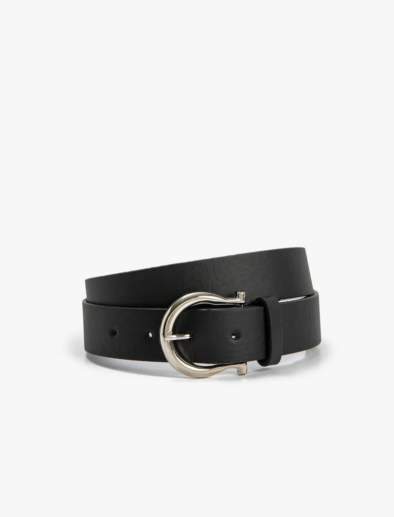 كوتون Metal Buckle Detail Faux Leather Belt