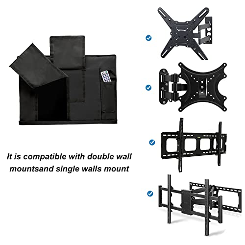 iBirdie Outdoor TV Cover 46 to 48 inch Weatherproof, Cover Size 44.5''L x 27.5''H, Waterproof for Outside Flat Screen 46 to 48 inch TV, Black, 600D Thick Fabric Screen Protector with Bottom - Image 4