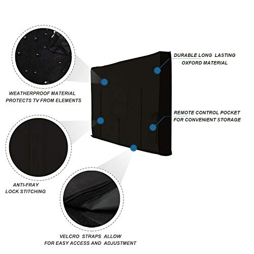 iBirdie Outdoor TV Cover 46 to 48 inch Weatherproof, Cover Size 44.5''L x 27.5''H, Waterproof for Outside Flat Screen 46 to 48 inch TV, Black, 600D Thick Fabric Screen Protector with Bottom - Image 3