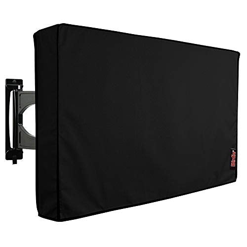 iBirdie Outdoor TV Cover 46 to 48 inch Weatherproof, Cover Size 44.5''L x 27.5''H, Waterproof for Outside Flat Screen 46 to 48 inch TV, Black, 600D Thick Fabric Screen Protector with Bottom - Image 1