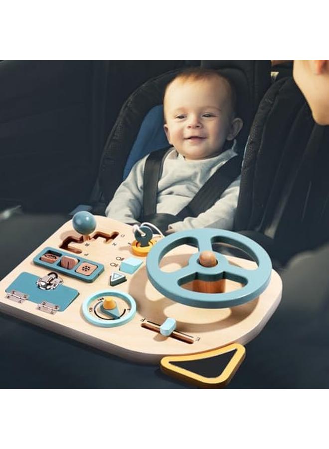 إي سي في في لعبة مونتيسوري عجلة قيادة السيارة للأطفال الصغار لوحة الأنشطة الحسية الخشبية للأطفال من سن 3 إلى 4 سنوات المهارات الحركية الدقيقة ألعاب الأطفال الصغار للأولاد والبنات - Image 4