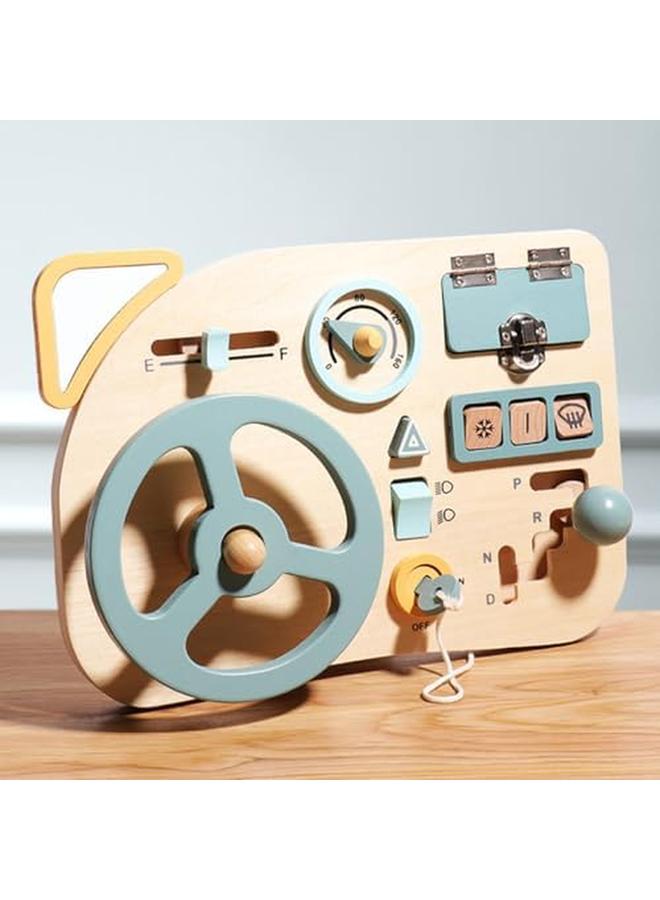 إي سي في في لعبة مونتيسوري عجلة قيادة السيارة للأطفال الصغار لوحة الأنشطة الحسية الخشبية للأطفال من سن 3 إلى 4 سنوات المهارات الحركية الدقيقة ألعاب الأطفال الصغار للأولاد والبنات - Image 3