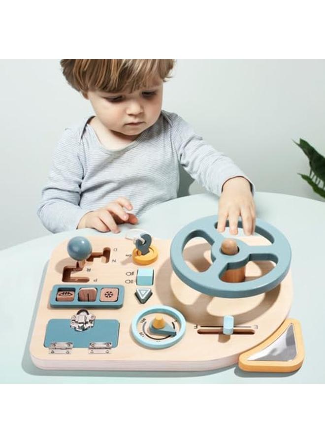 إي سي في في لعبة مونتيسوري عجلة قيادة السيارة للأطفال الصغار لوحة الأنشطة الحسية الخشبية للأطفال من سن 3 إلى 4 سنوات المهارات الحركية الدقيقة ألعاب الأطفال الصغار للأولاد والبنات - Image 2