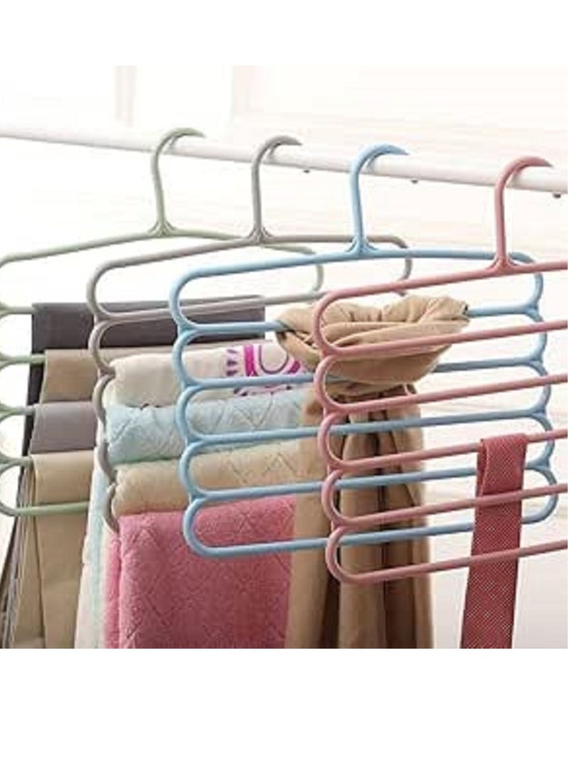 ماركة غير محددة - شماعه بناطيل والطرح والاكسسوارات من البلاستيك 5 دور( متعددة الالوان) - Image 1