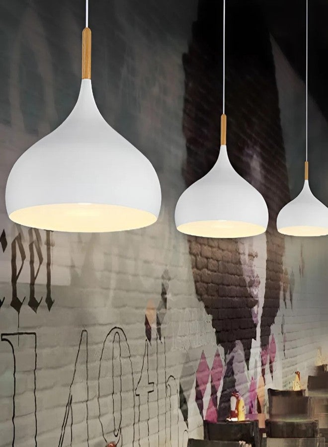 twixle Aluminium White Ceiling Hanging Light, Circlular Shape Pendant for Dining Table, Living Room, Bedroom, Restaurant, Office, Cafe, Pendant Lamp (Bulb Not Included) (9 Inchi White) (Pack of 1) - Image 3