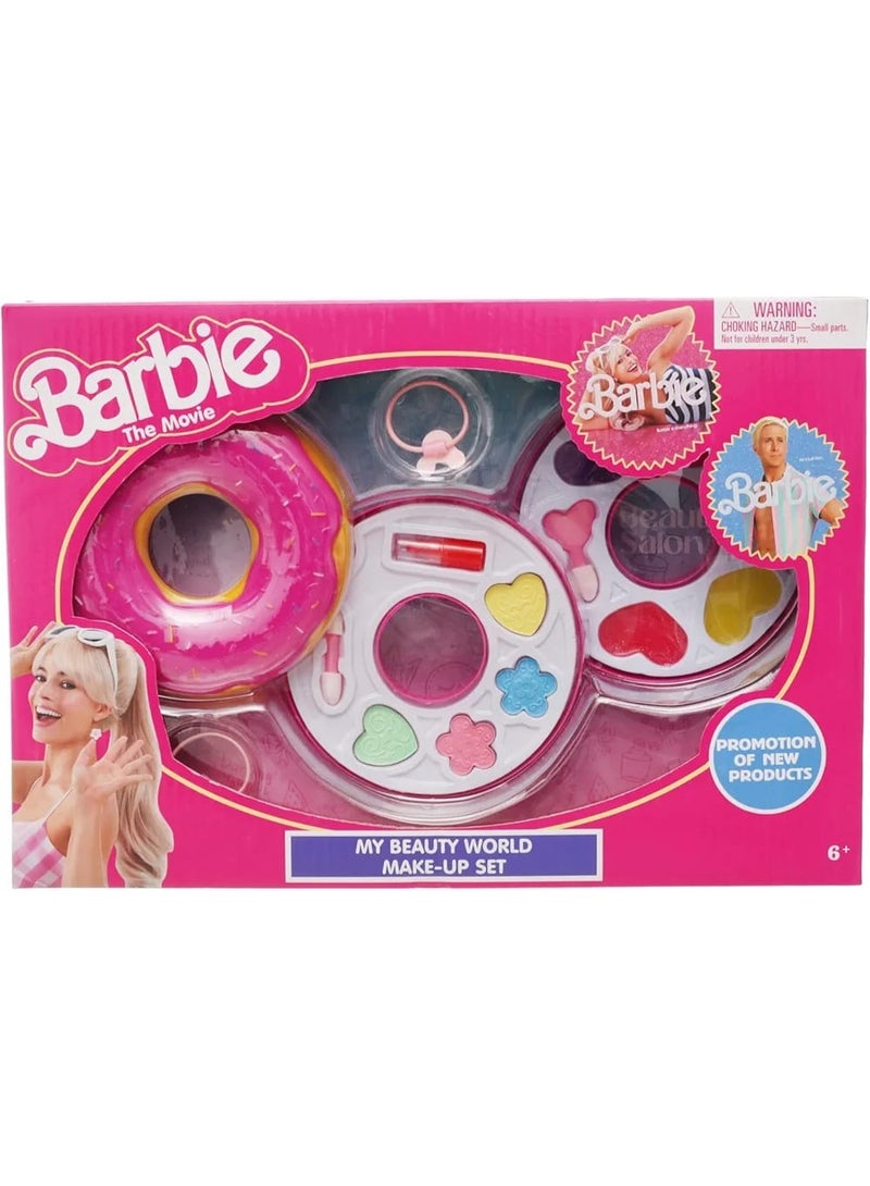 Barbie Kids Donut Makeup Set, Donut Makeup Kit for Girls, Kids Cosmetic Toy Set, Barbie Makeup Bag for Kids, Barbie Beauty Set for Girls, Kids Beauty Salon Toy, Pretend Play Makeup Set, Girls Cosmetic Set, Cute Kids Makeup Bag, Donut Makeup Toy for Girls, Complete Kids Makeup Kit, Kids Beauty Tools Set, Girls Makeup and Styling Toy, Small Beauty Bag for Kids. - Image 3