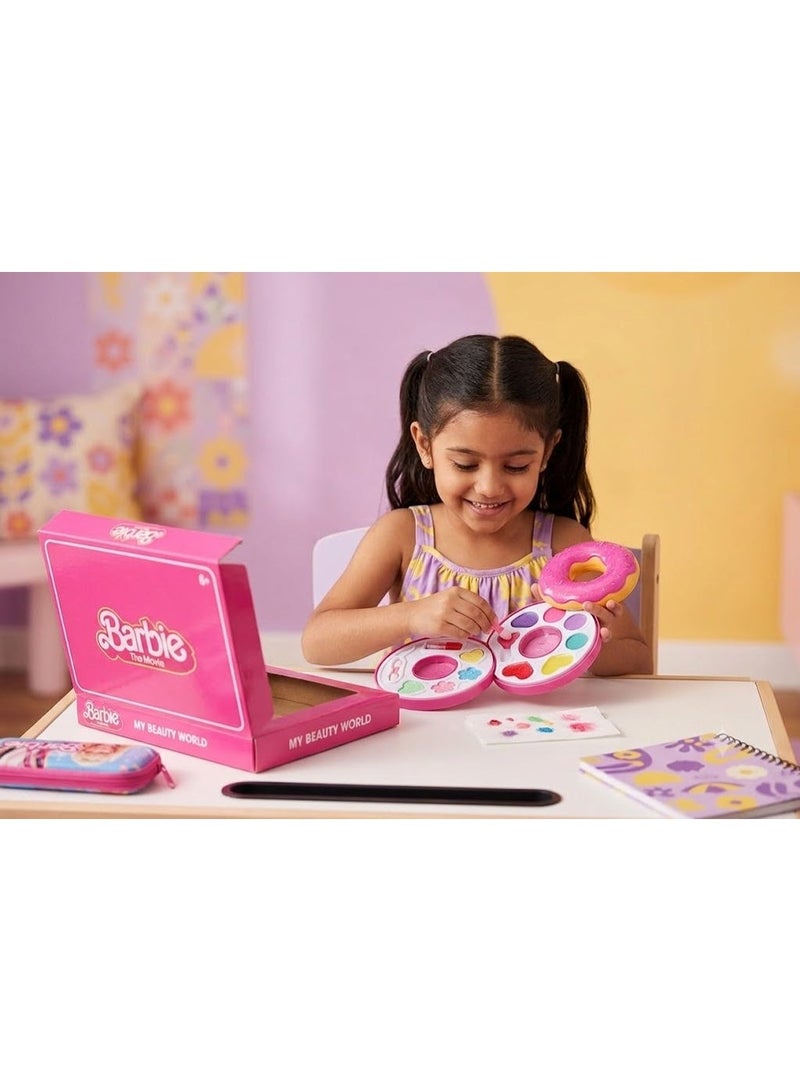 Barbie Kids Donut Makeup Set, Donut Makeup Kit for Girls, Kids Cosmetic Toy Set, Barbie Makeup Bag for Kids, Barbie Beauty Set for Girls, Kids Beauty Salon Toy, Pretend Play Makeup Set, Girls Cosmetic Set, Cute Kids Makeup Bag, Donut Makeup Toy for Girls, Complete Kids Makeup Kit, Kids Beauty Tools Set, Girls Makeup and Styling Toy, Small Beauty Bag for Kids. - Image 1