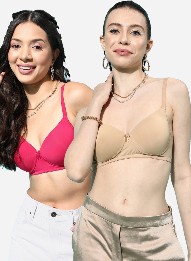 Leading Lady Pack of 2 - Solid Padded Non-Wired T-Shirt Bra  - Image 1