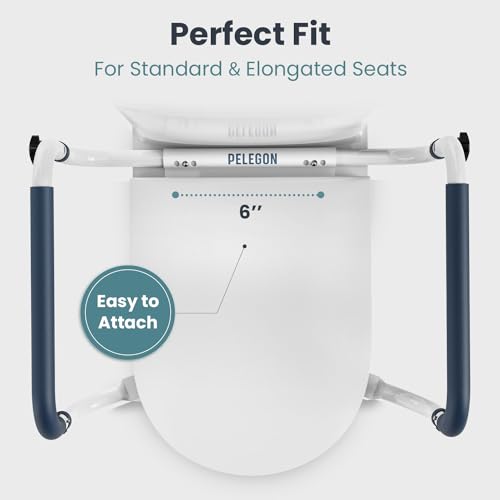 PELEGON Toilet Safety Rails (250lb) - Adjustable Toilet Safety Rails, Toilet Bar for Elderly Adults, Toilets Rails for Seniors, Toilet Seat with Handles for Elderly & Disabled Toilet Grab Bar - 1 Pack - Image 4